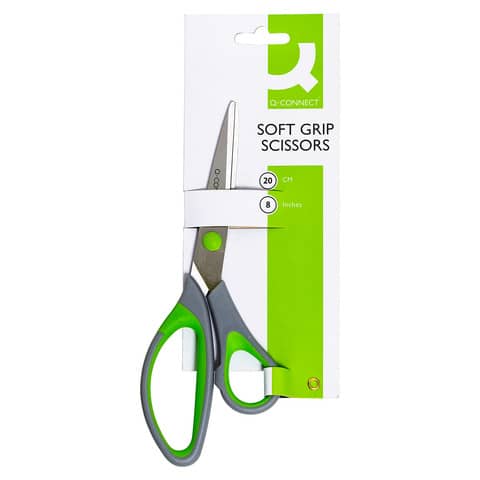 Forbici in blister Q-Connect Softgrip lame asimmetriche grigio/verde 20 cm KF00754